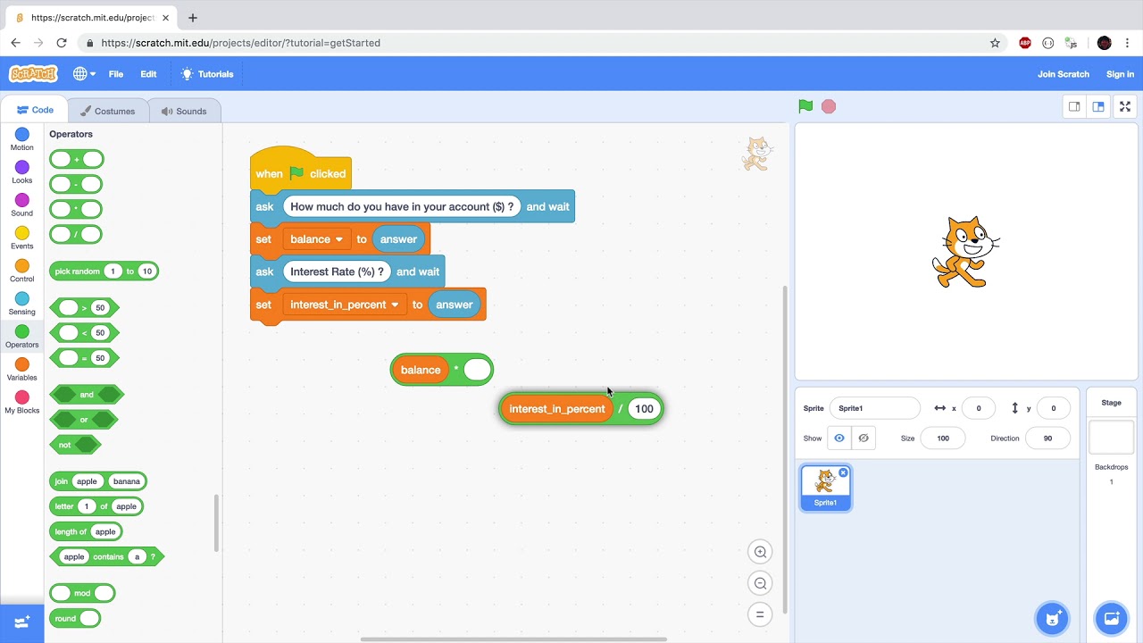 Scratch.07. Operators Example: Balance Update & Quiz: 2 Decimal Places ...
