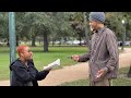 Homeless guy gives stranger 1000 for not ignoring him pt2