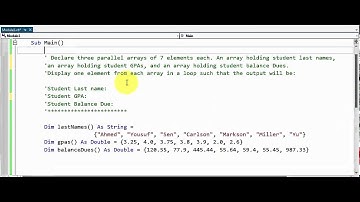 Visual Basic - Parallel Arrays - Assignment