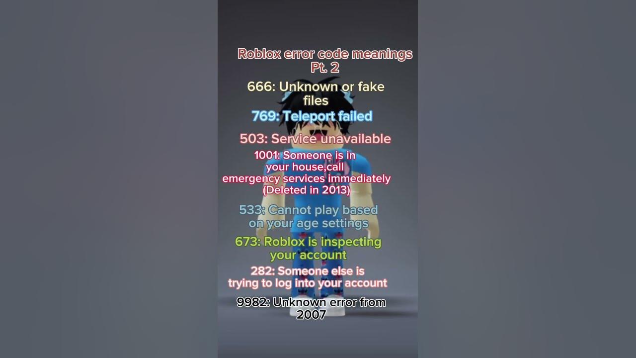Roblox error code meanings pt 2 youtube