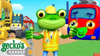 Dump truck Baby Firetruck Rescue | Gecko the Mechanic | Vehicle Repair Cartoons | Buses, and Cars