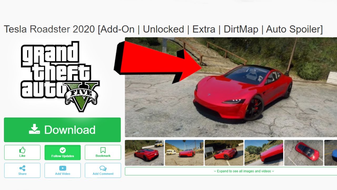 How to Install Tesla Roadster 2020 GTA 5 MODS