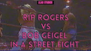 Rip Rogers vs Bob Geigel in a street fight. Kansas City All-Star Wrestling.