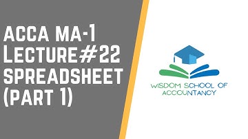 ACCA MA1 - LECTURE#22 -- Spreadsheet (Part 1)