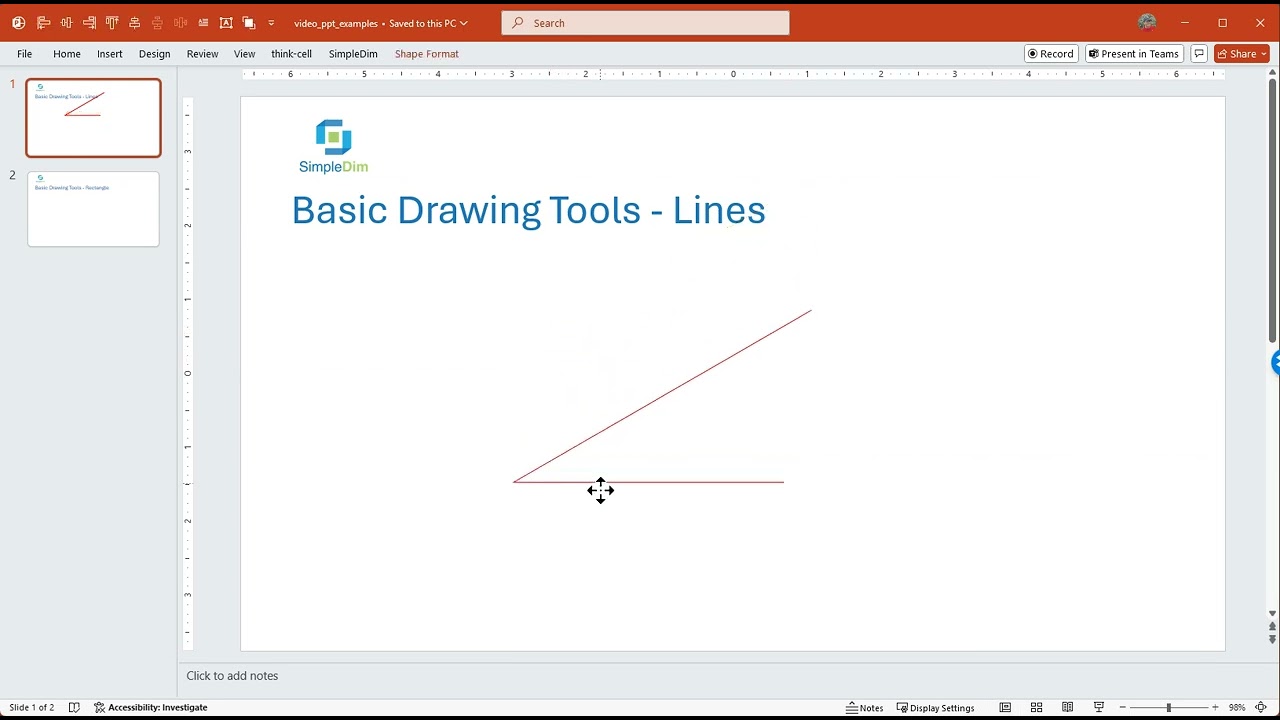 Basic SimpleDim Drawing Tools    Line and Rectangle✏️