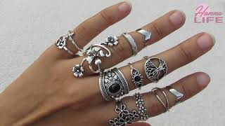 Review Amazing Silver rings set for women - خواتم فضية للفتيات والنساء