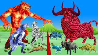 Who is Win BY 10 Ghost Wolfs Fight With 10 Zombie  Buffalos, Tiger, Cow, Lion, Deer