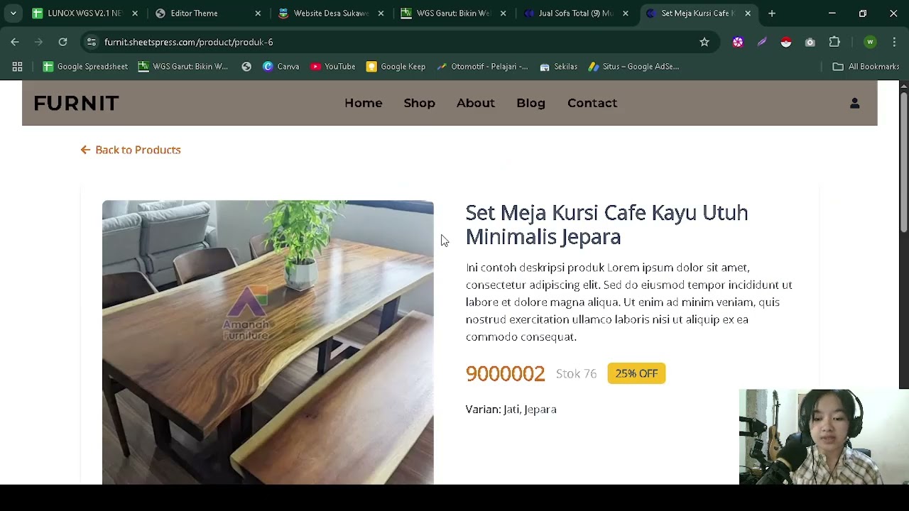 Template Website Landing Furniture Furnit WGS GRATIS