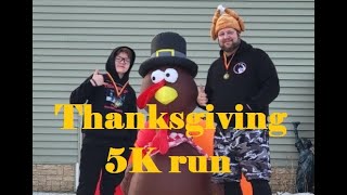 Thanksgiving 5K turkey trot run with a turkey on my head