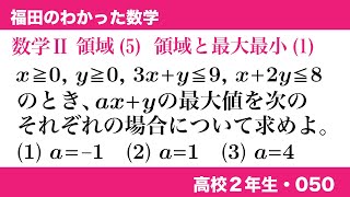 福田のわかった数学〜高校２年生050〜領域(5)領域と最大最小(1)