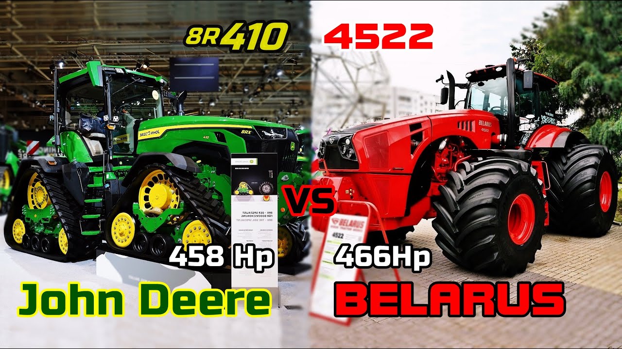 John Deere 8R(X) 410 VS Belarus 4522 - Ultimate Comparison [Largest 8R VS  Soviet Red Beast] - YouTube