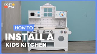How to Install the Wooden Kids Kitchen with Washing Machine | TY327902 #costway #howto