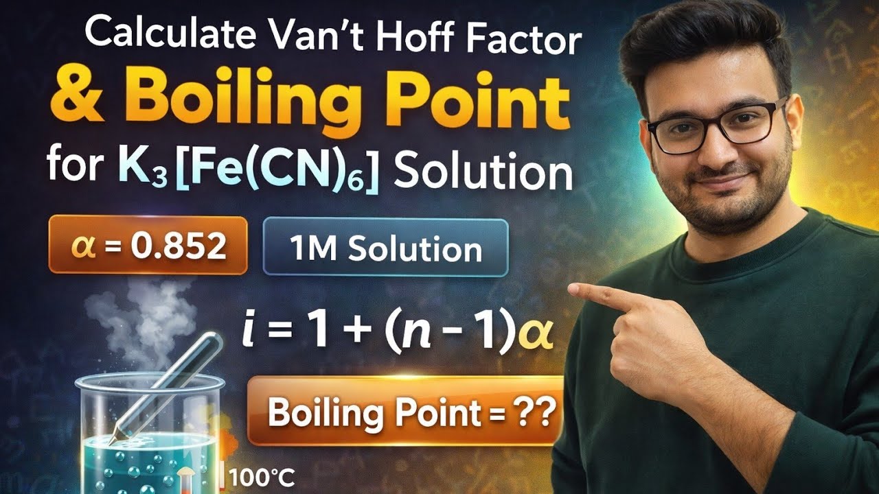 Calculate Van't Hoff factor for an aqueous solution of K3[(Fe(CN)6] if the degree 