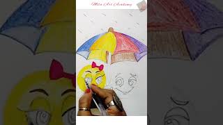 Rain Umbrella Love || Emoji Satisfying Creative Art #shorts #youtubeshorts #creativeart #satisfying