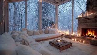 🎹🔥Focus & Relax with Winter Piano Music | 5 Hours of Snowfall & Fire Sounds for Calm & Meditation