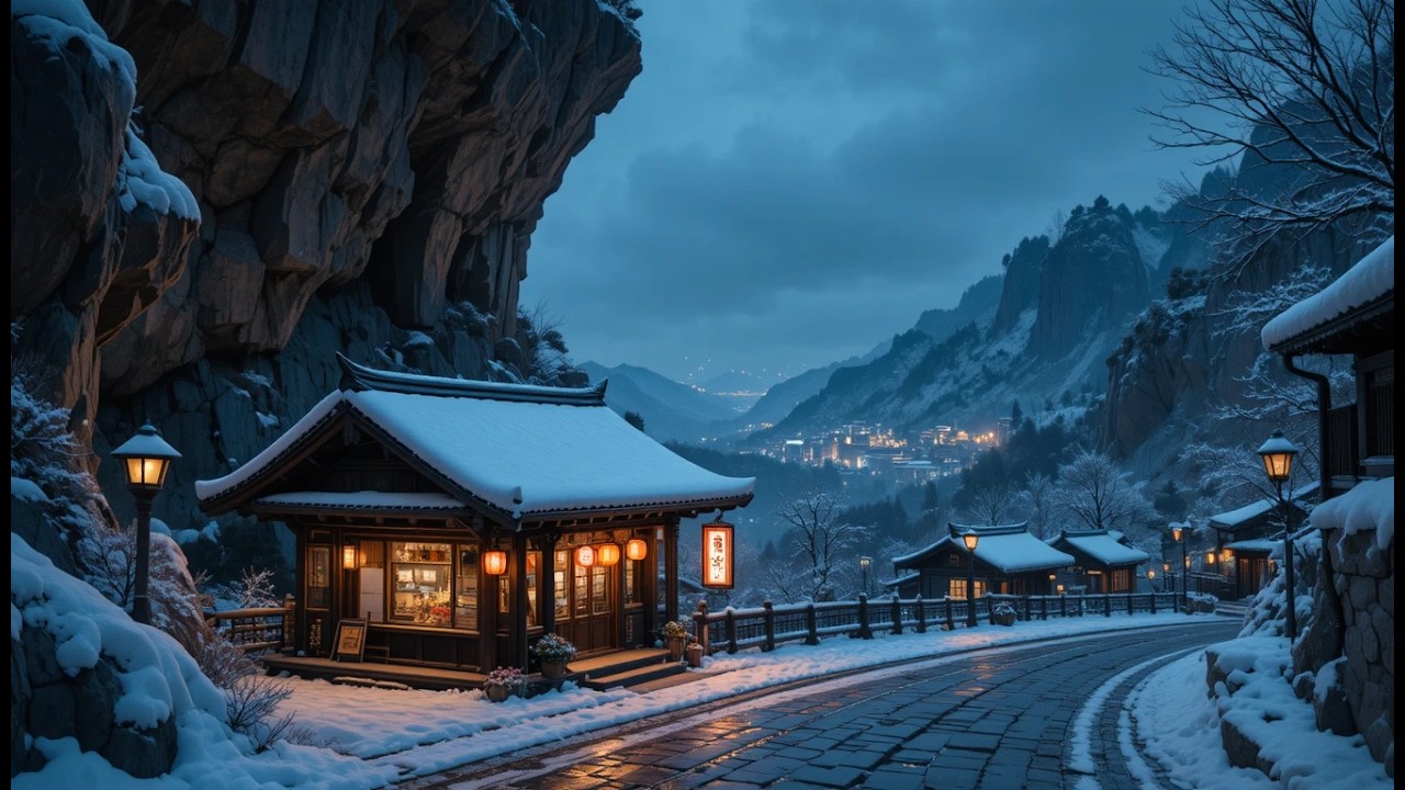 Cozy Winter Cafe Lofi Music 🔥 Study Music for Focus | Winter Backgrounds 4K | No Ads | 1 Hour Loop