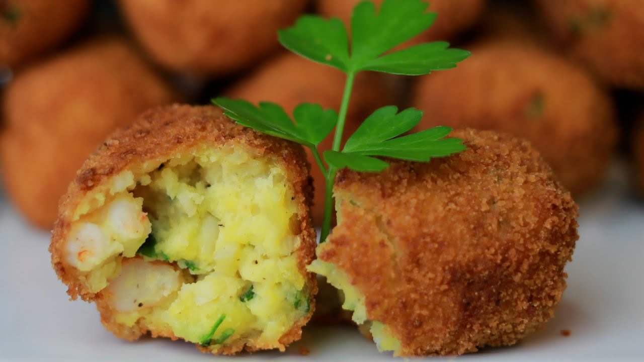 Croquetas de patata y langostinos