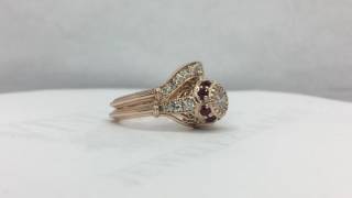 Rose gold, ruby and diamond wedding ring set
