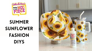 Sunflower Cowboy Hat and Tumbler with Multi Mod Podge