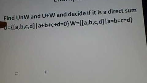 Direct Sums - Linear Algebra