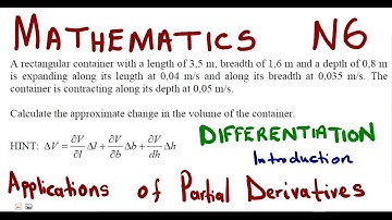 Mathematics N6 Applications of Partial Derivatives Introduction