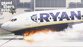 GTA 5 - Ryanair 737 Landing Gear Failure at LSIA (HD)