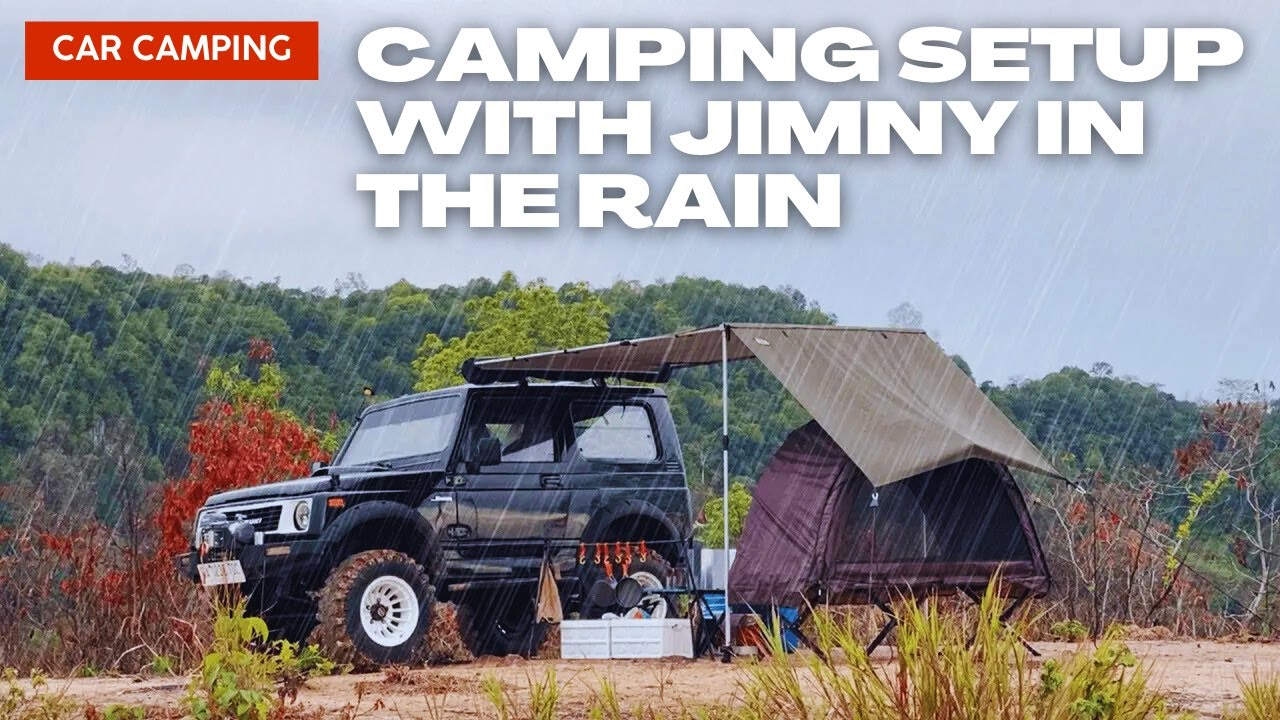 Одиночный кемпинг во время дождя, кемпинг на горе с Jimny SJ410 [ДОЖДЬ, РАССЛАБЛЕНИЕ, АСМР]