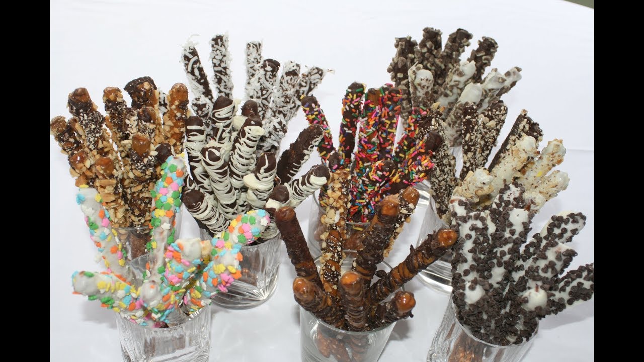 Chocolate Covered and Salted Caramel Pretzel Rods
