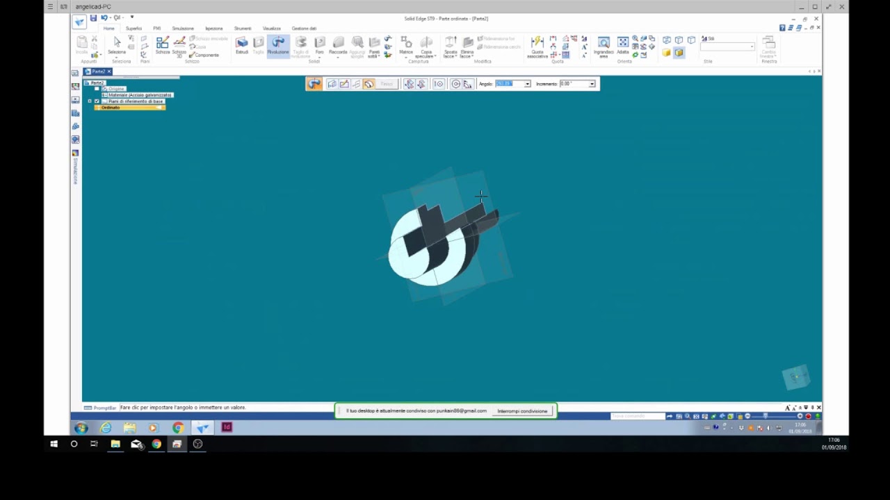 SOLID EDGE ST9 tutorial 7 - scavo e protusione di rivoluzione - YouTube