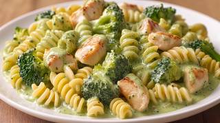 So delicious, you can't stop! Pasta with chicken and broccoli in a creamy sauce!