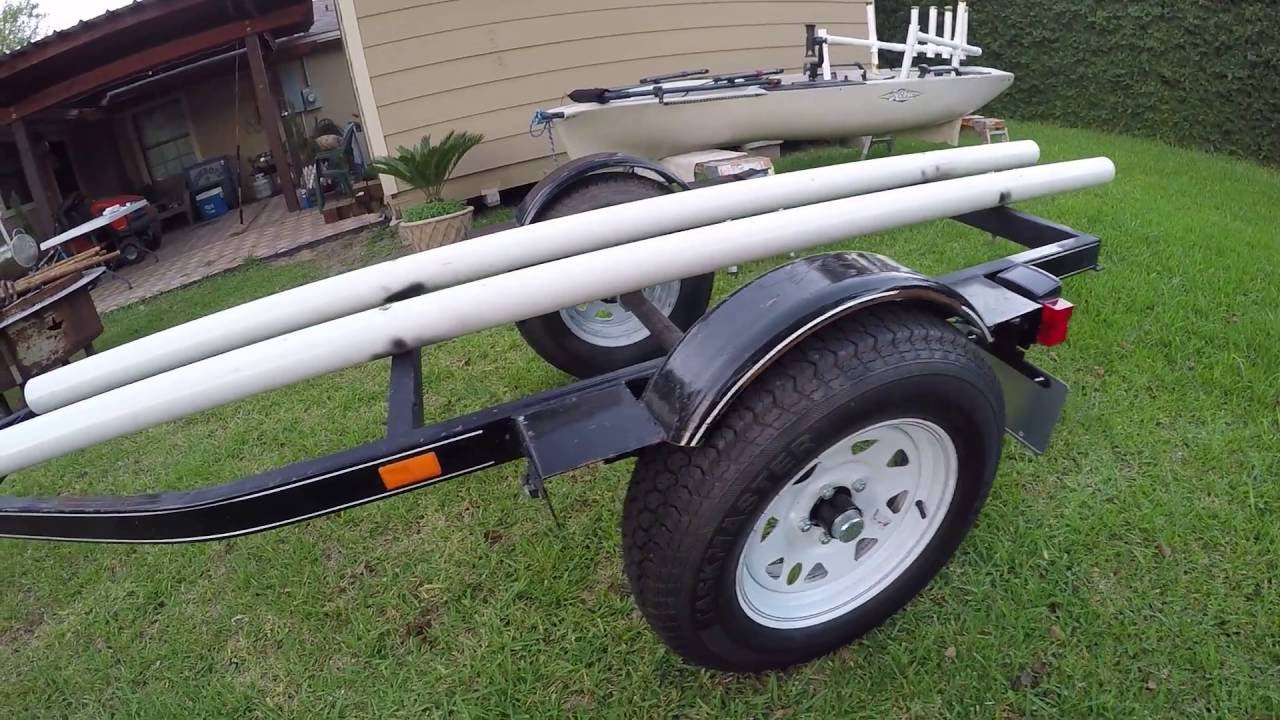 Super cheap kayak trailer set up - YouTube