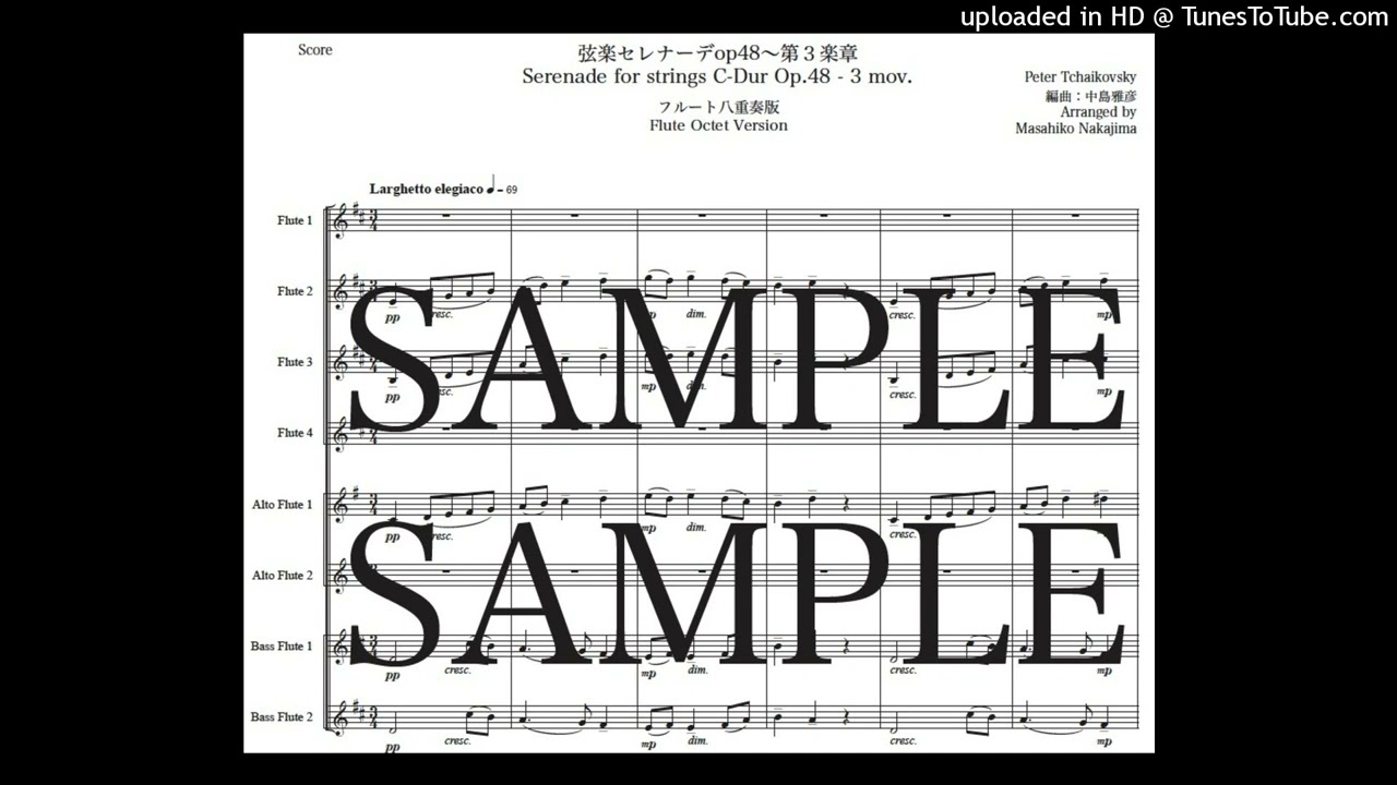 チャイコフスキー「弦楽セレナーデop48〜第3楽章」フルート八重奏版