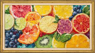 Colorful Citrus & Fruit Palette Knife Painting|2 Hours TV Frame Art Screensaver|Relaxing Wall Art 4K