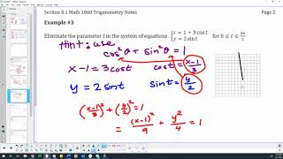 Math 1060 SLCC 8-2 Video 3 eliminate the parameter