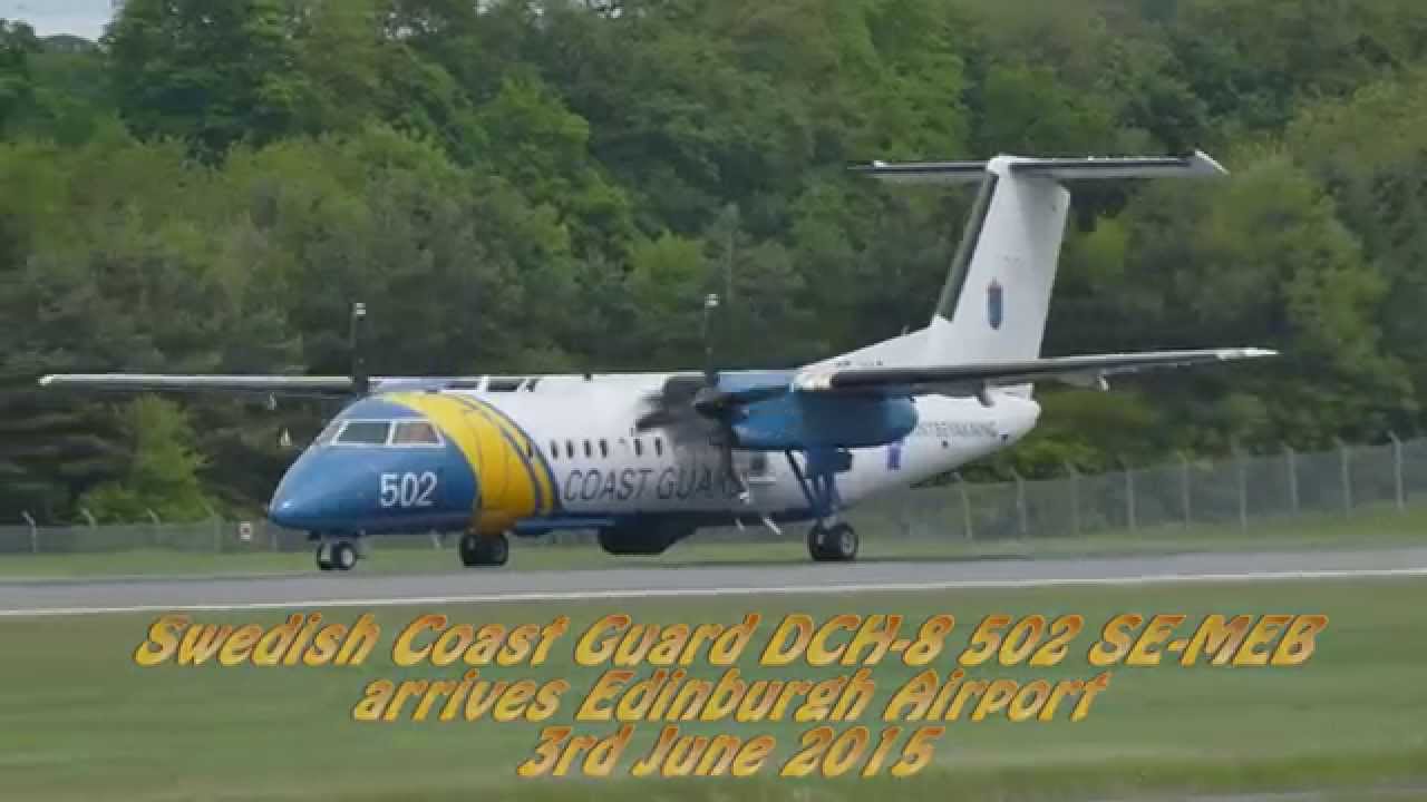 Swedish CoastGuard Dash 8 SE-MAB "502" arrives Edinburgh