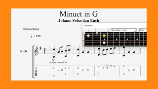 Minuet in G - J.S Bach ( 1685 - 1750 ) - Guitar TAB - Easy full version