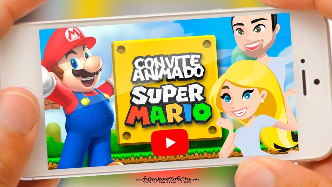 Convite Animado Super Mario para Baixar e Editar Grátis
