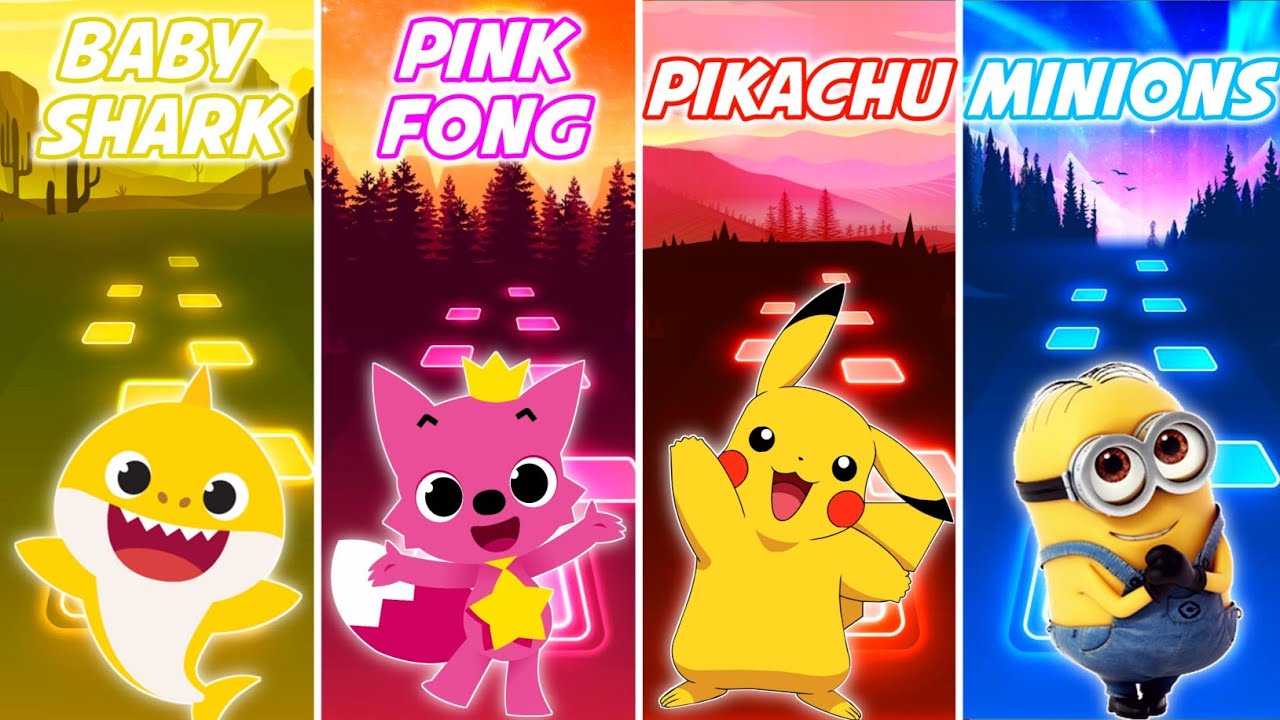 Baby Shark vs Pinkfong vs Pikachu vs Minions - Tiles Hop EDM Rush