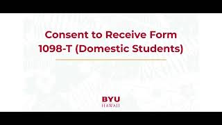 Consent to Receive Form 1098-T Electronically