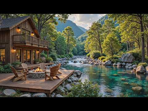Cozy Summer Piano Music & Nature Sounds 🌿🔥 Relaxing Campfire, Birdsong to Relax, Study, Work