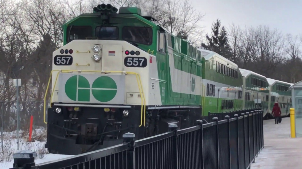 Go Train With A Rare F59PH Engine Arriving At Newmarket Go Station Go Train With A Rare F59PH Engine Arriving At Newmarket Go Station