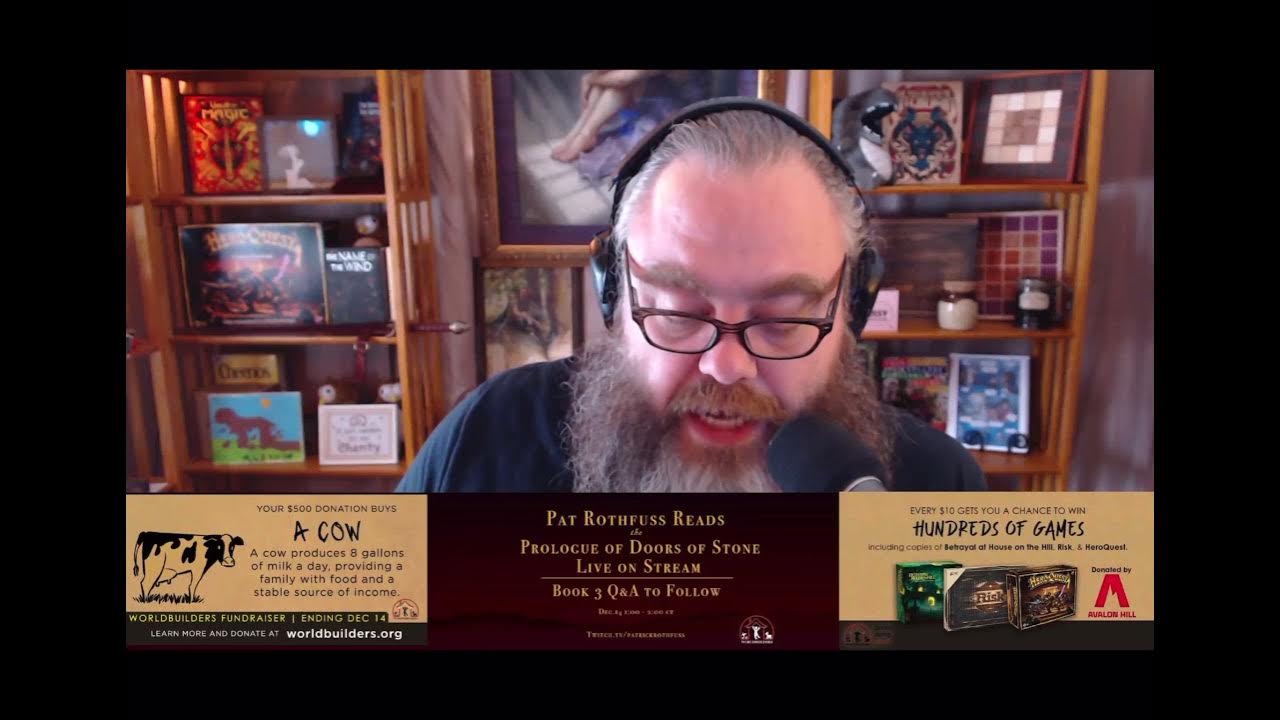 Doors of stone Patrick Rothfuss reads the prologue live on Twitch
