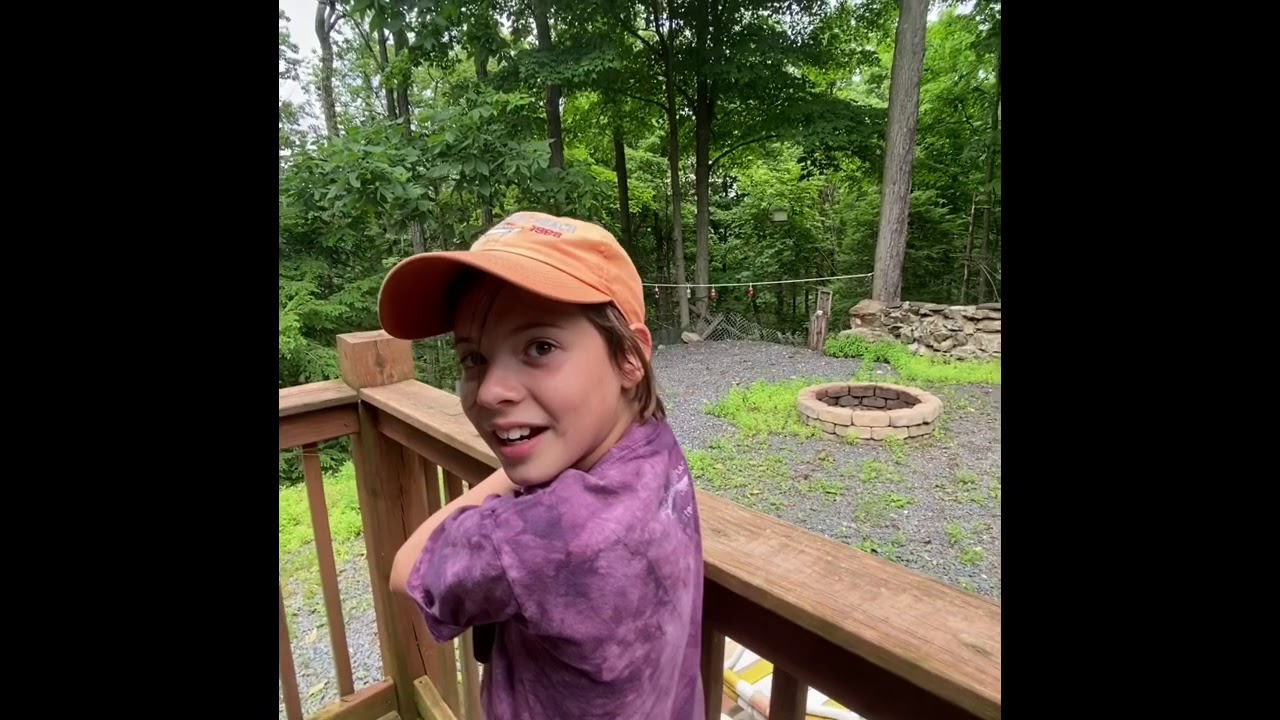 Twins having fun at cabin.