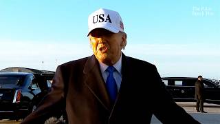 Trump gives Iran war update, reacts to oil prices before departing for Florida aboard Air Force One