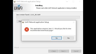 ubiquiti Unifi wireless access point setup install this application requires java 11 error