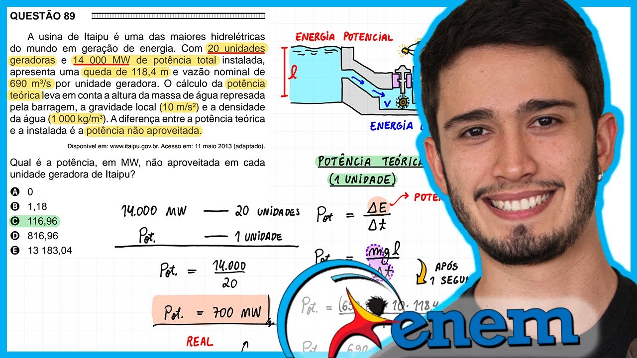 ENEM 2016 - A usina de Itaipu é uma das maiores hidrelétricas do mundo em geração de energia. Com 20