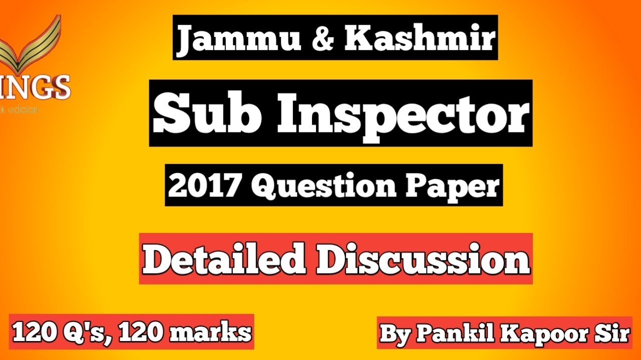 JKP SUB INSPECTOR 2018 Question Paper-Detailed Discussion II JKPSI II Maths & Reasoning