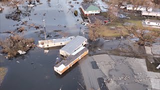 Hurricane Laura's hardest hit town viewed from a Paramotor on 29AUG2020