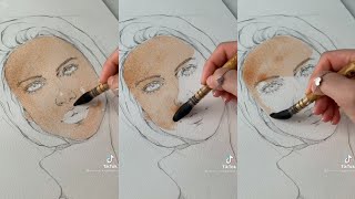 How to colour skin by water color | تلوين البشره بألوان مائيه