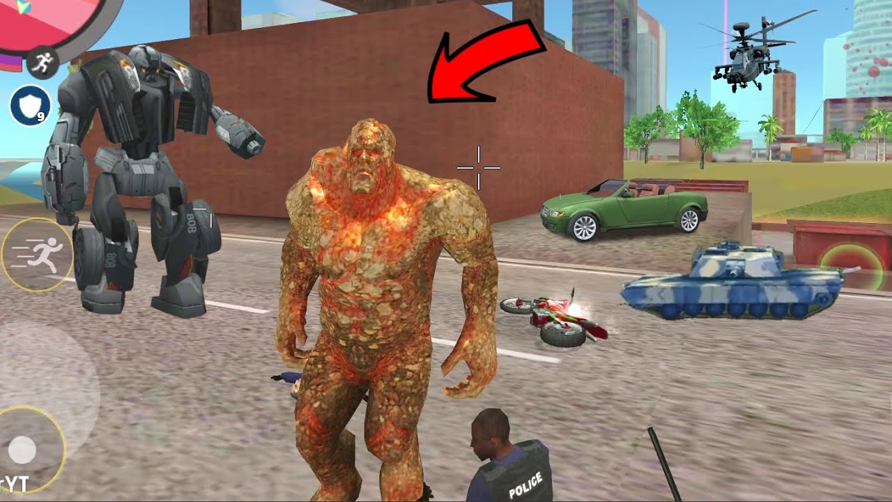 Rope Hero Vice Town (Stone Giant Fight Bike Man) Stone Giant Destroy Army Tank - Android Gameplay HD